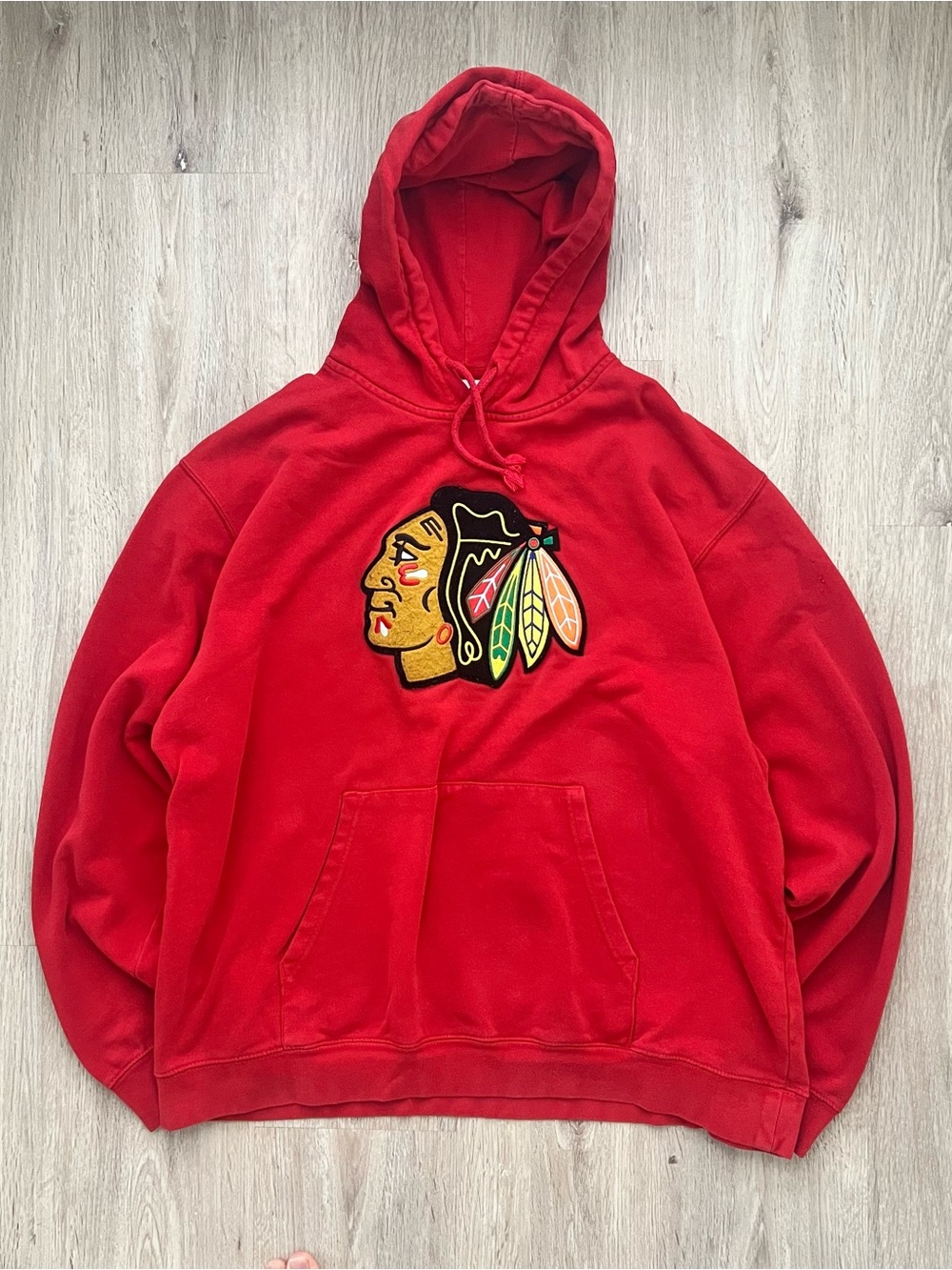 Vintage Chicago Blackhawks Hoodie Mens XXL Red NHL Hockey Pullover Fleece Y2K